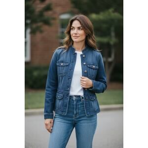 TALBOTS 4 pocket denim jacket size large